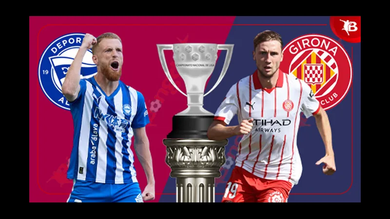 Cầu thủ Alaves và Girona đang tranh chấp quả bóng trên sân Cầu thủ Alaves và Girona đang tranh chấp quả bóng trên sân