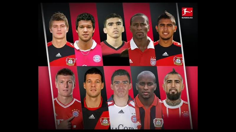 Cầu thủ Olympiakos và Bayer Leverkusen đang tranh chấp quả bóng Cầu thủ Olympiakos và Bayer Leverkusen đang tranh chấp quả bóng